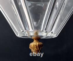 Lustre Lanterne Cristal Epais Ovoide A Facettes Monture Bronze Napoleon III