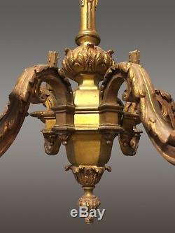 Lustre Napoléon III bronze doré style Louis XIV