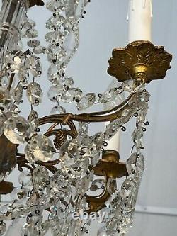 Lustre Pampilles Cristal Et Bronze 8 Lumières Napoléon III/ LUSTRE ANCIEN