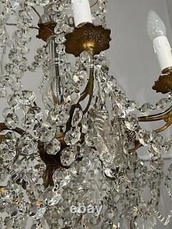 Lustre Pampilles Cristal Et Bronze 8 Lumières Napoléon III/ LUSTRE ANCIEN