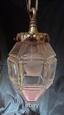 Lustre Suspension Plafonnier bronze doré & globe en verre Napoléon III