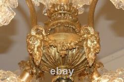 Lustre à 7 lumières en bronze doré et cristal d'époque Napoléon III vers 1875, n