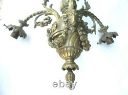 Lustre bronze Napoléon III 3 feux + 3 Roses, guirlandes, style Louis XV et XVI