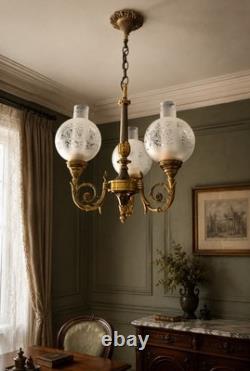 Lustre/chandelier Napoleon III bronze véritable Lucien Gau Paris 80