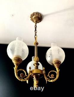 Lustre/chandelier Napoleon III bronze véritable Lucien Gau Paris 80