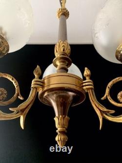 Lustre/chandelier Napoleon III bronze véritable Lucien Gau Paris 80