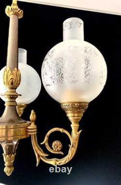 Lustre/chandelier Napoleon III bronze véritable Lucien Gau Paris 80