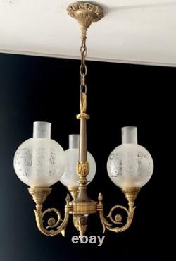 Lustre/chandelier Napoleon III bronze véritable Lucien Gau Paris 80