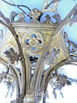 Lustre d'église XIXème Renaissance en bronze, chandelier à 6 feux, Napoléon III
