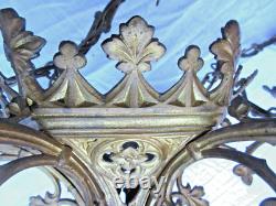 Lustre d'église XIXème Renaissance en bronze, chandelier à 6 feux, Napoléon III