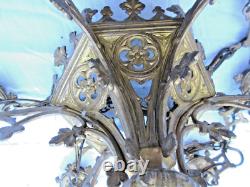 Lustre d'église XIXème Renaissance en bronze, chandelier à 6 feux, Napoléon III