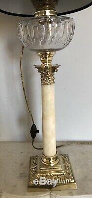 MAGNIFIQUE Grande lampe pétrole Onyx Bronze Cristal BACCARAT Napoléon III XIXe