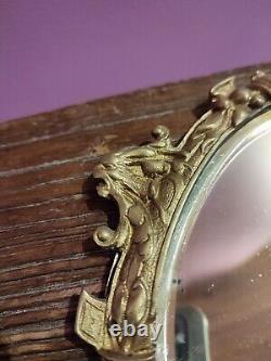 MAGNIFIQUE Miroir Face À Main en Bronze XIXEME Napoléon III Verre biseauté
