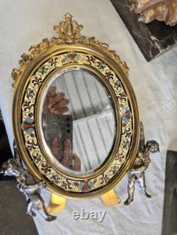 MAISON GIROUX, miroir en bronze à incrustations cloisonnées, EPOQUE Napoléon III