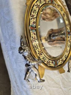 MAISON GIROUX, miroir en bronze à incrustations cloisonnées, EPOQUE Napoléon III