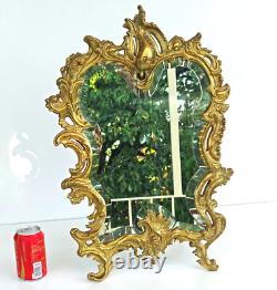 MIROIR DE TABLE BRONZE DORE STYLE LOUIS XV ROCAILLE du XIXème Siècle