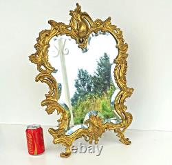 MIROIR DE TABLE BRONZE DORE STYLE LOUIS XV ROCAILLE du XIXème Siècle