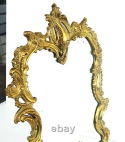 MIROIR DE TABLE BRONZE DORE STYLE LOUIS XV ROCAILLE du XIXème Siècle
