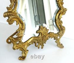 MIROIR DE TABLE BRONZE DORE STYLE LOUIS XV ROCAILLE du XIXème Siècle