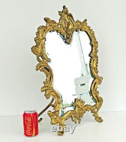 MIROIR DE TABLE BRONZE DORE STYLE LOUIS XV ROCAILLE du XIXème Siècle