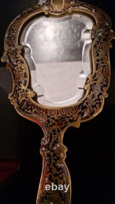 MIROIR XIX ème FACE A MAIN BRONZE ÉMAILLÉ NAPOLÉON III