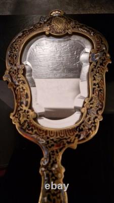 MIROIR XIX ème FACE A MAIN BRONZE ÉMAILLÉ NAPOLÉON III