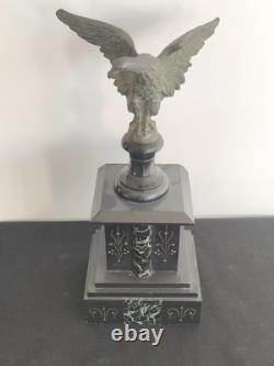 Magnifique Aigle Impériale, Bronze Patiné Et Marbre 19eme Siècle Empire Napoléon
