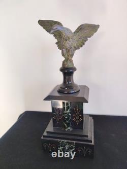 Magnifique Aigle Impériale, Bronze Patiné Et Marbre 19eme Siècle Empire Napoléon