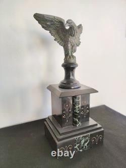 Magnifique Aigle Impériale, Bronze Patiné Et Marbre 19eme Siècle Empire Napoléon