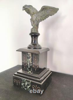 Magnifique Aigle Impériale, Bronze Patiné Et Marbre 19eme Siècle Empire Napoléon