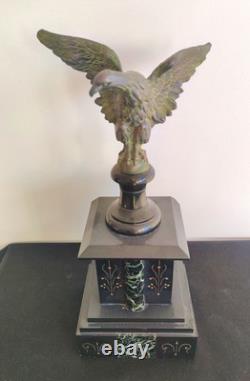 Magnifique Aigle Impériale, Bronze Patiné Et Marbre 19eme Siècle Empire Napoléon
