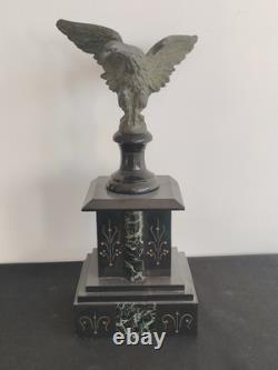 Magnifique Aigle Impériale, Bronze Patiné Et Marbre 19eme Siècle Empire Napoléon
