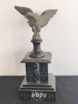 Magnifique Aigle Impériale, Bronze Patiné Et Marbre 19eme Siècle Empire Napoléon