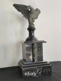 Magnifique Aigle Impériale, Bronze Patiné Et Marbre 19eme Siècle Empire Napoléon