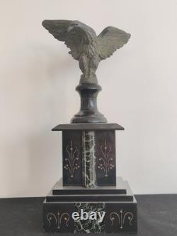Magnifique Aigle Impériale, Bronze Patiné Et Marbre 19eme Siècle Empire Napoléon