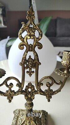 Magnifique Chandelie d Autel anciens style Napoléon III à 2 flammes. Bronze doré