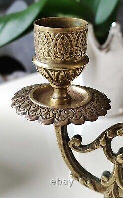 Magnifique Chandelie d Autel anciens style Napoléon III à 2 flammes. Bronze doré