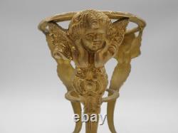 Magnifique Grand Socle Decor De Putti / Anges En Bronze Pour Vase Potiche