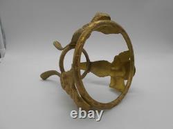 Magnifique Grand Socle Decor De Putti / Anges En Bronze Pour Vase Potiche