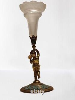 Magnifique et Rare Petit Vase Cloisonné et Bronze doré Cherubin NAPOLEON III