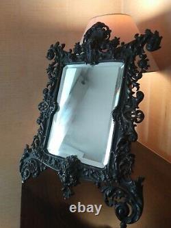 Magnifique miroir ancien mascaron bronze Napoléon III