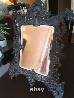 Magnifique miroir ancien mascaron bronze Napoléon III