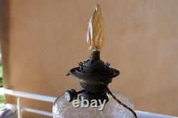 Majestueuse lampe à pétrole électrifiée, H 110cm, onyx, bronze, Duplex N° 1, Poids10k