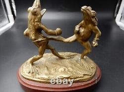 Marcel Brisson Grenouilles Boxeuses 10 cm bronze signé époque 19e