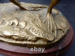 Marcel Brisson Grenouilles Boxeuses 10 cm bronze signé époque 19e