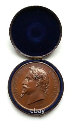 Médaille en bronze Napoléon III Graveur Ponscarme 70 mm 160 g étui d'origine