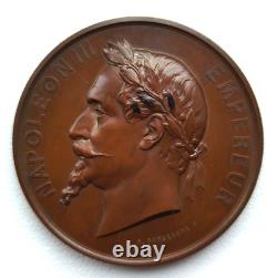 Médaille en bronze Napoléon III Graveur Ponscarme 70 mm 160 g étui d'origine