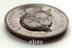 Médaille en bronze Napoléon III Graveur Ponscarme 70 mm 160 g étui d'origine
