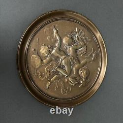 Médaillon plaque en bronze XIXe décor d'angelots et musique Napoléon III M3299