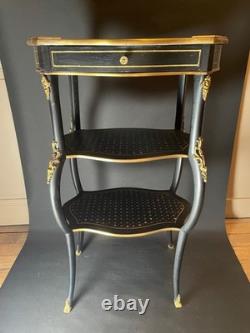 Meuble / table Napoléon III nacre et bois d'ébène Avec élément bronze Guéridon